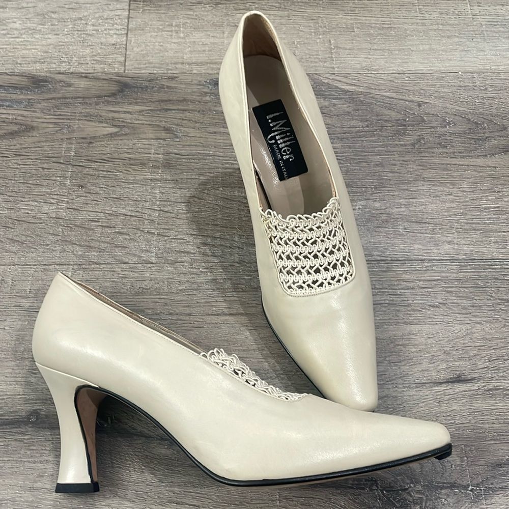 Vintage Cream Leather L. Miller Made in Italy Pumps EUC 8.5